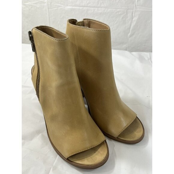 Steve Madden TERRAA Open Toe Booties Natural Leather Size 9.5 - Picture 3 of 15